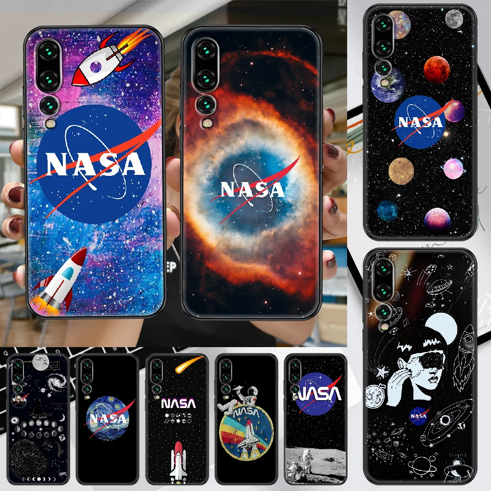 

Space Nasas Phone case For Huawei P Mate P10 P20 P30 P40 10 20 Smart Z Pro Lite 2019 black silicone waterproof luxury back