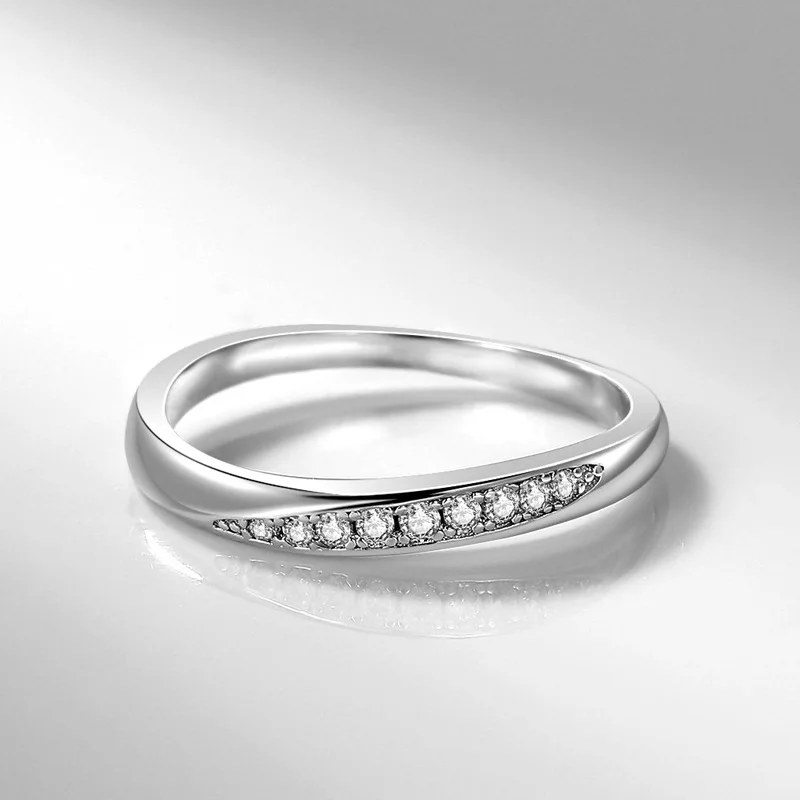 

Solid 925 Sterling Silver Micro Pave Setting Diamond Dainty Rings for Women Wedding Band Valentine's Day Gifts Silver Rings