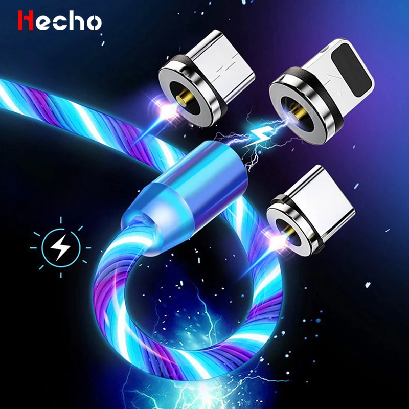 2 м свечение светодиодного освещения Быстрая зарядка Магнитный кабель с разъемом