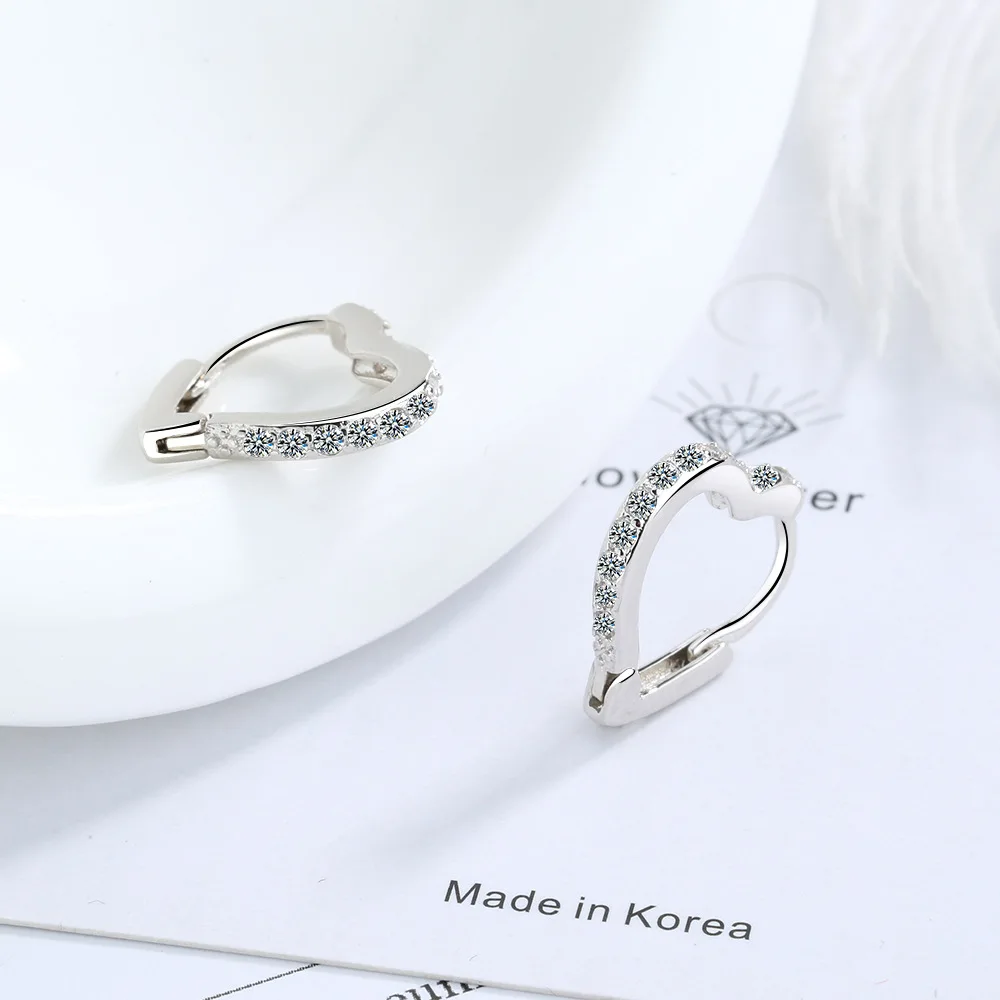 Серьги женские из серебра 925 пробы в форме сердца простой дизайн | Украшения и