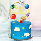 Ins Топпер для торта С Днем Рождения Акриловые 3D цветах солнечное земли Юпитер на день рождения топперы на торт для вечеринки для Baby Shower или для вечеринки по случаю десерт украшения