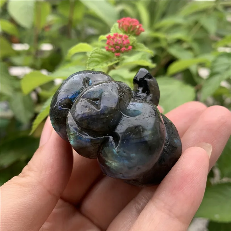 Природный лабрадорит ручной работы тыквы кварцевый кристалл Голова Статуя для