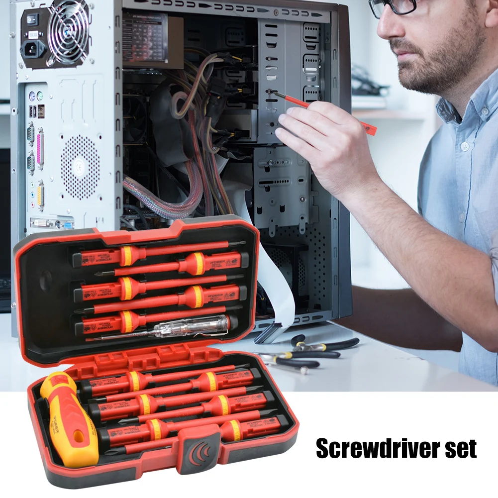 

Multipurpose 13pcs VDE Insulated Screw Holder Hex Phillips Slotted Screwdriver Combination Set For Computer Laptops Phone