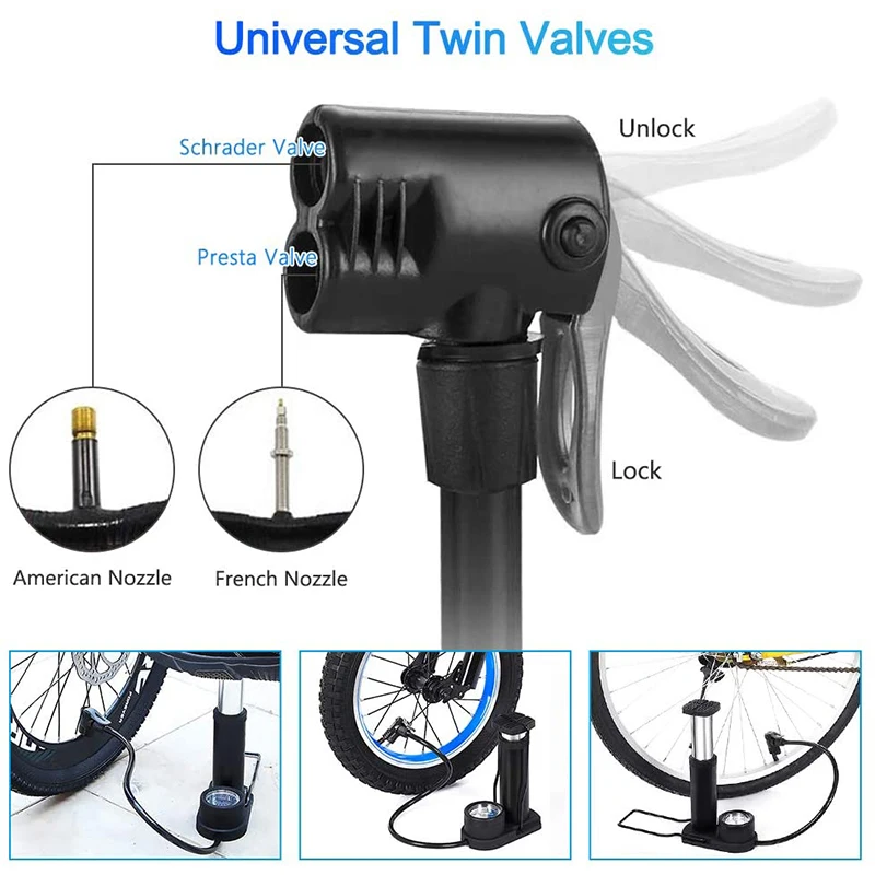 Насос велосипедный портативный с манометром мини-помпа для велосипедов
