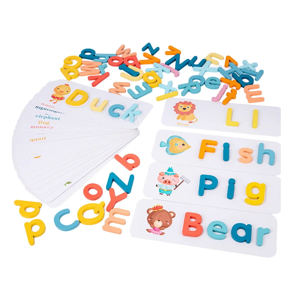 

1 Set Kids English Matching Game Toy English Spelling Reading Game Wooden Letter Card Children Early Educational Language Toy
