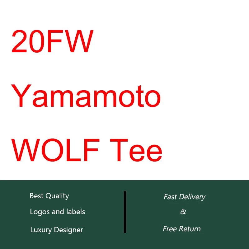 

Yamamoto WOLF Printed T Shirt Men Women Couples HipHop Streetwear Tees Men Bogo Cotton Basic T-Shirt