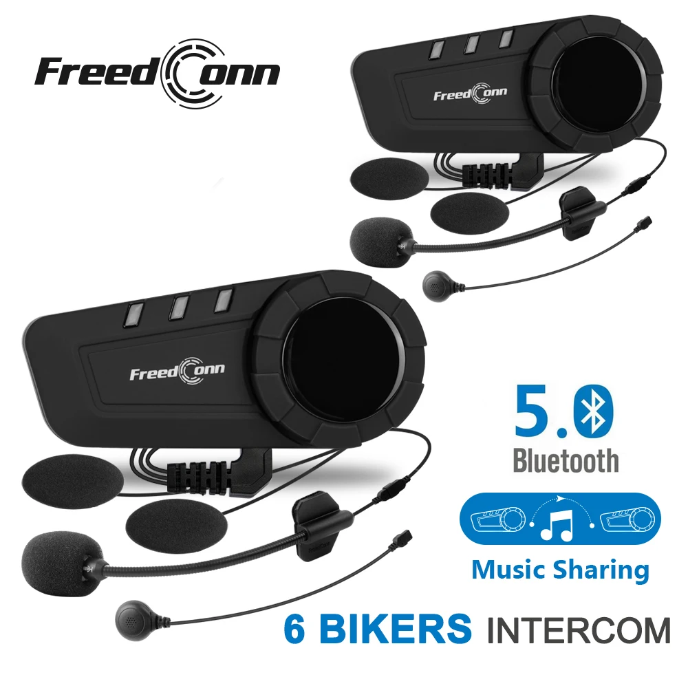 Мотогарнитура для шлема freedconn KY Pro, Bluetooth-гарнитура для мотоцикла, 6 водителей, 1000 м, FM-радио, водонепроницаемое переговорное устройство - Апрельский топ товаров с Али