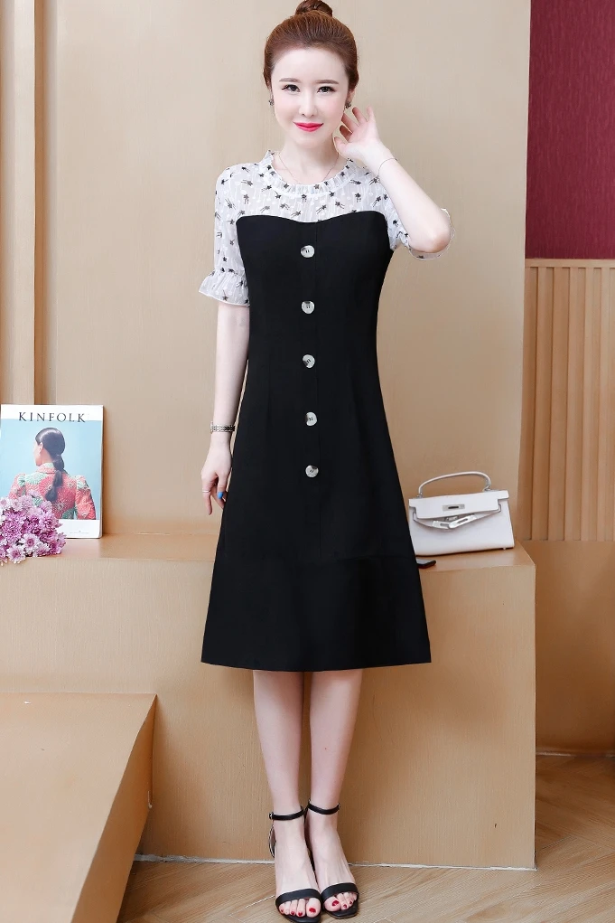 

COIGARSAM 4XL Plus Size Print Women dress Summer Loose Dresses 9315
