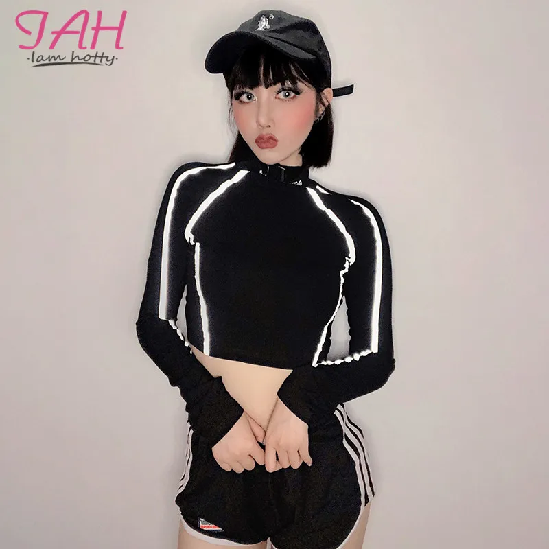 IAMHOTTY с буквенным принтом высоким плотно облегающим шею воротником длинными