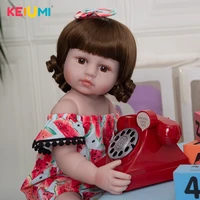 22 inch 55 cm anti stress girl reborn baby toddler doll soft brinquedos full silicone vinyl body real touch doll toy gifts