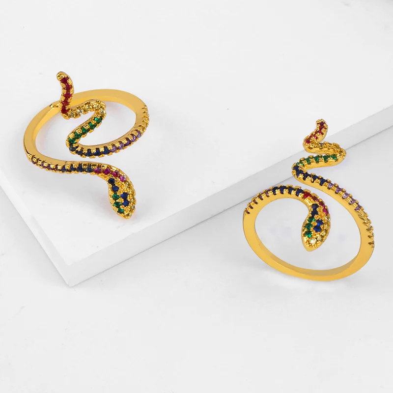 Женское золотое кольцо в стиле хип хоп с разноцветным цирконием|Обручальные