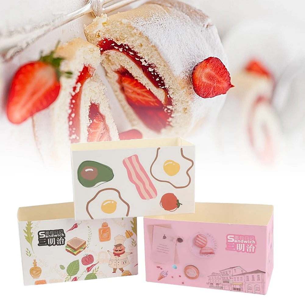 

50PCS Cake Packaging Bagsandwich Wrapping Paper Thick Egg Toast Bread Breakfast Packaging Box Burger Oil Paper Paper Tray