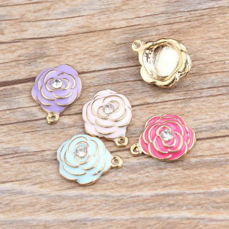 10 шт. эмалированные подвески в виде цветов|Шармы| |