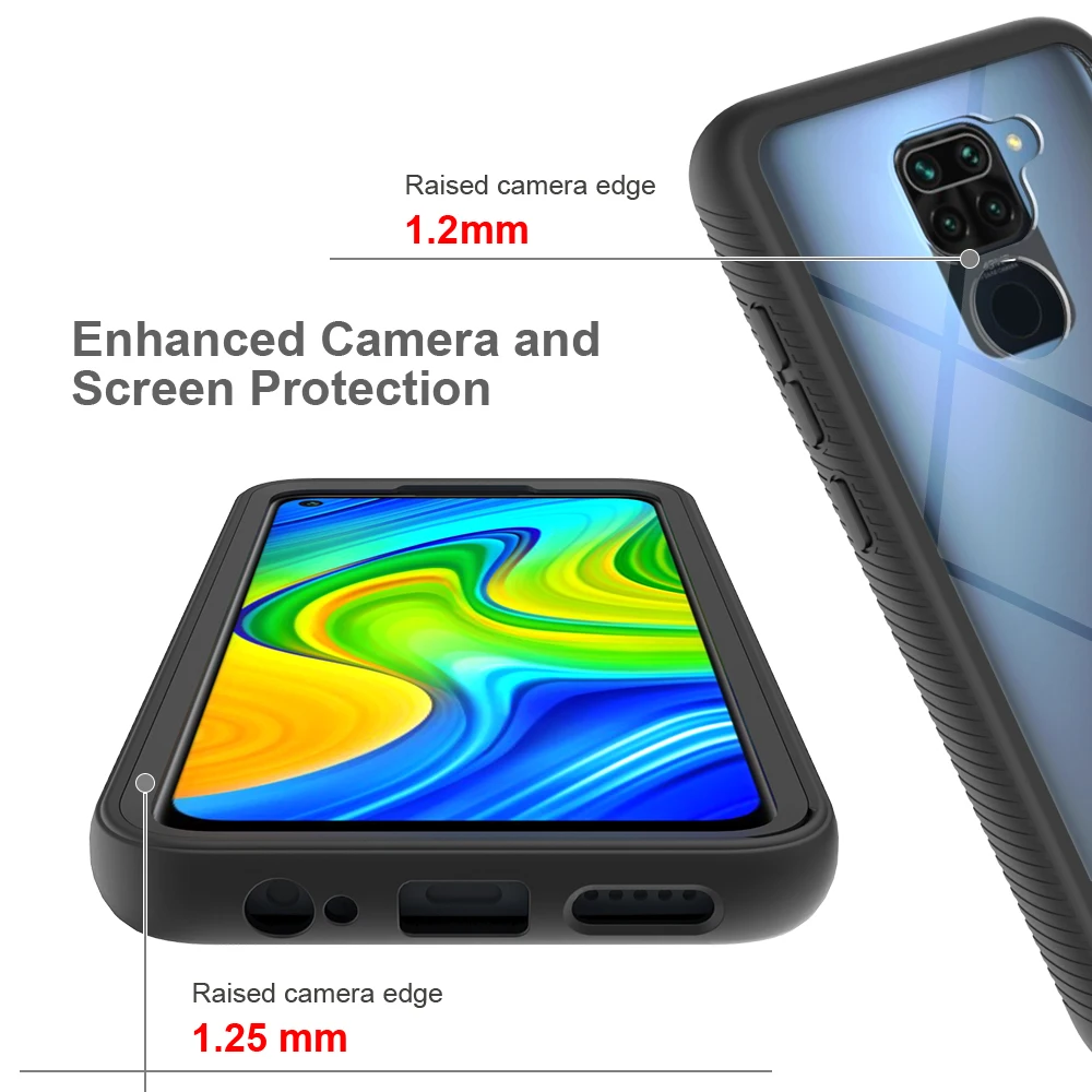 Жесткий + прозрачный чехол 2 в 1 из ТПУ для Redmi Note 9 Pro Max противоударный гибридный