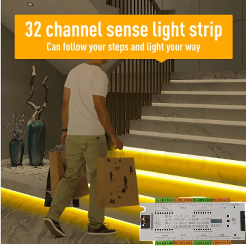 

Regolatore di strisce luminose per scale a LED sensore di movimento PIR indirizzabili luci a nastro RGB a LED per il controllo d