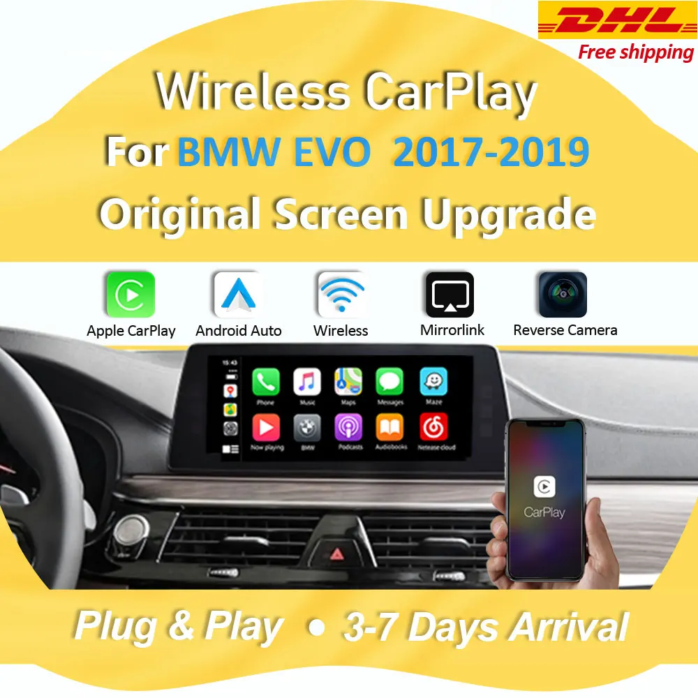 Беспроводной смарт бокс Apple CarPlay и Android для BMW 1 2 3 5 7 серия X1 X3 X4 X5 X6 EVO система 2017 2019