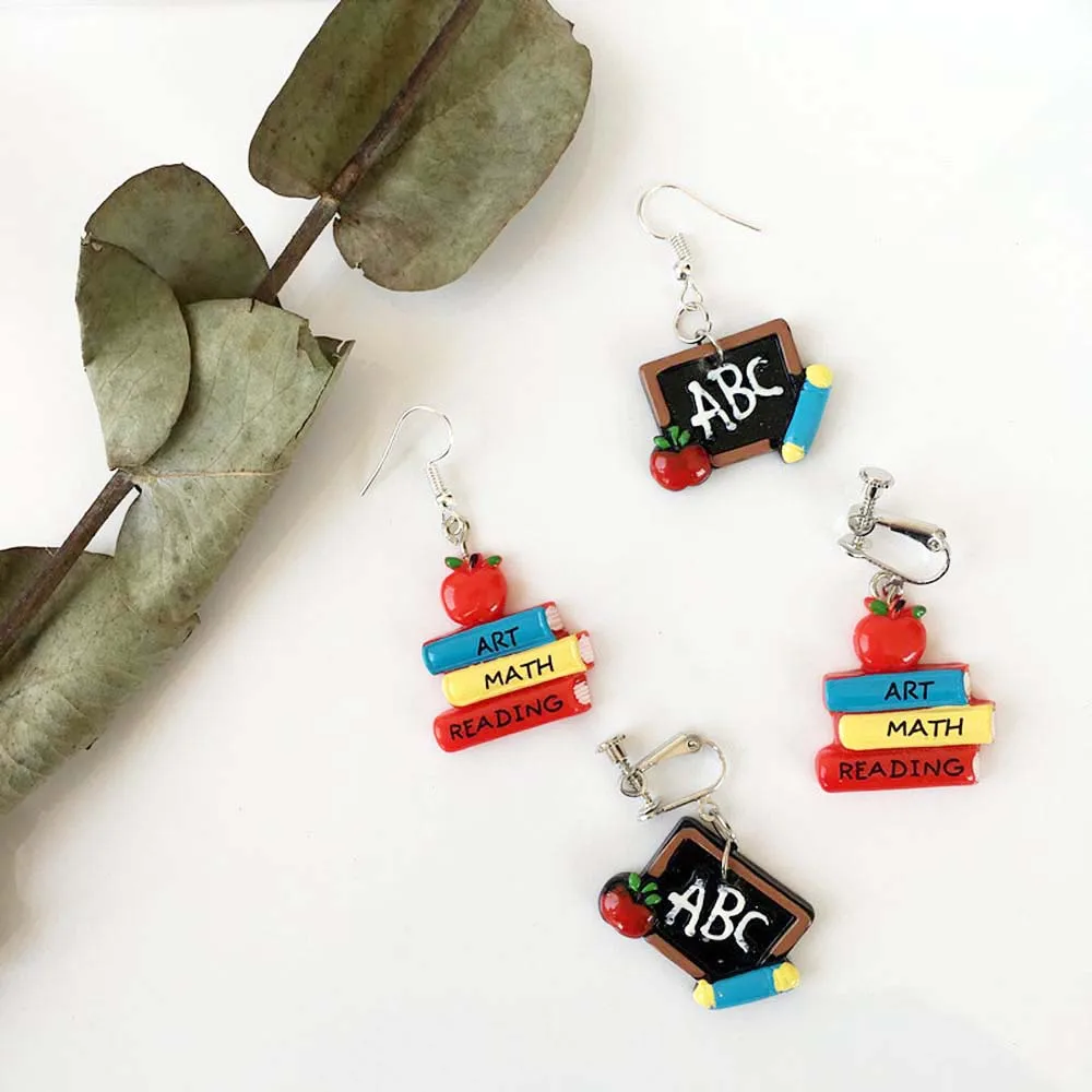 Новые забавные DIY маленькие Асимметричные полимерные серьги для школьной доски
