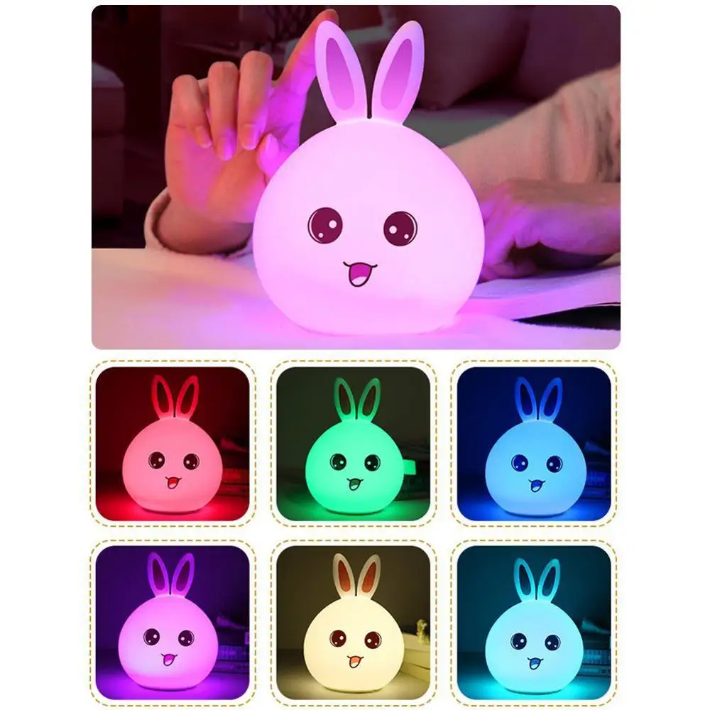Новый светодиодный ночник из силикона с кроликом перезаряжаемая USB лампа