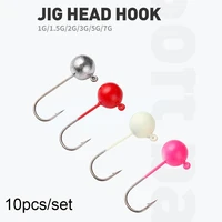 10pcs 11 52357g luminous rockfish hook fishing jigging bait lead head hook round head barb perforated hook fishing tackle