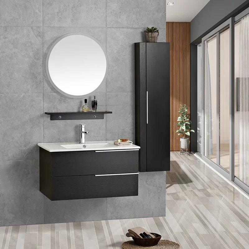 Простой зеркальный шкаф мраморная столешница умывальник с подсветкой| |