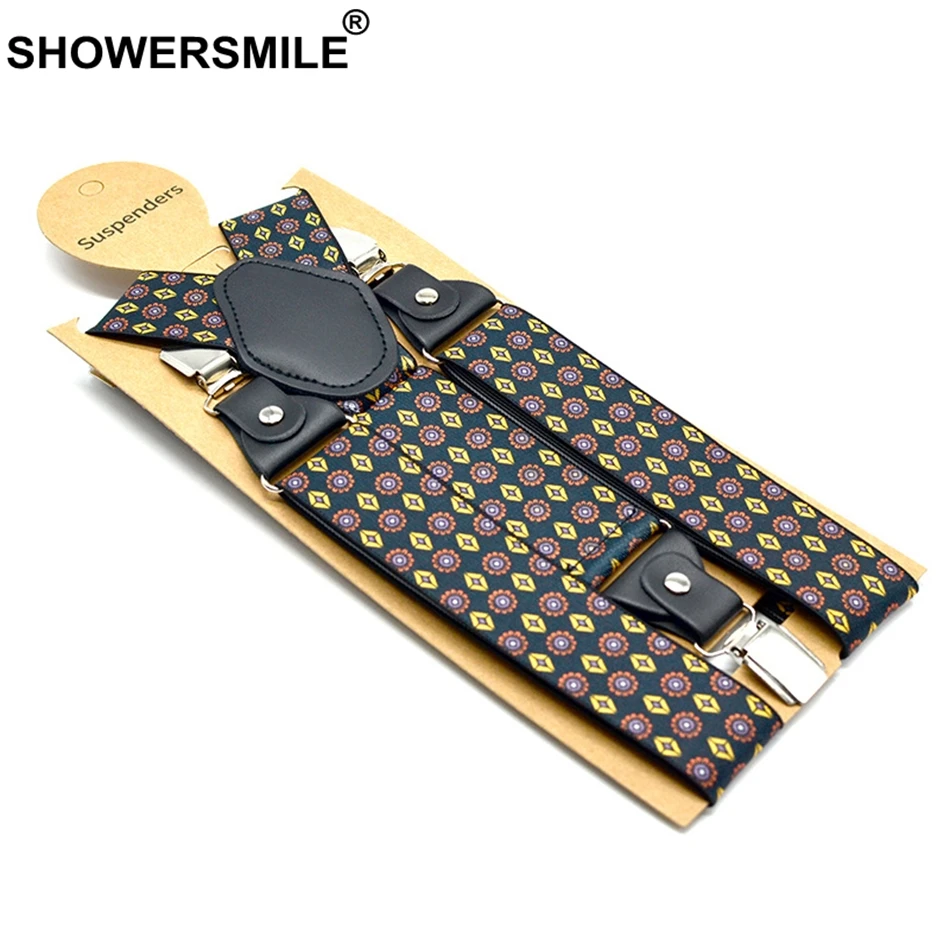 Подтяжки SHOWERSMILE мужские подтяжки с принтом подсолнухов 3 зажимы подвески