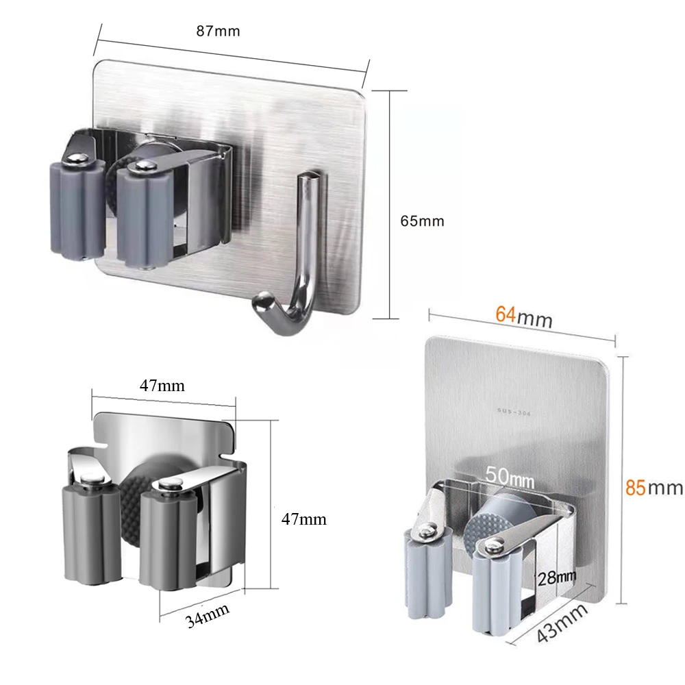 

304 Stainless Steel Hooks Multi Wall Mounted Mop Organizer Holder RackBrush Broom Hanger Hook Kitchen bathroom Strong Hooks