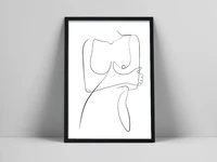 female body line drawing print nude woman one line art printable wall art minimalist body sketch print berint modern poste