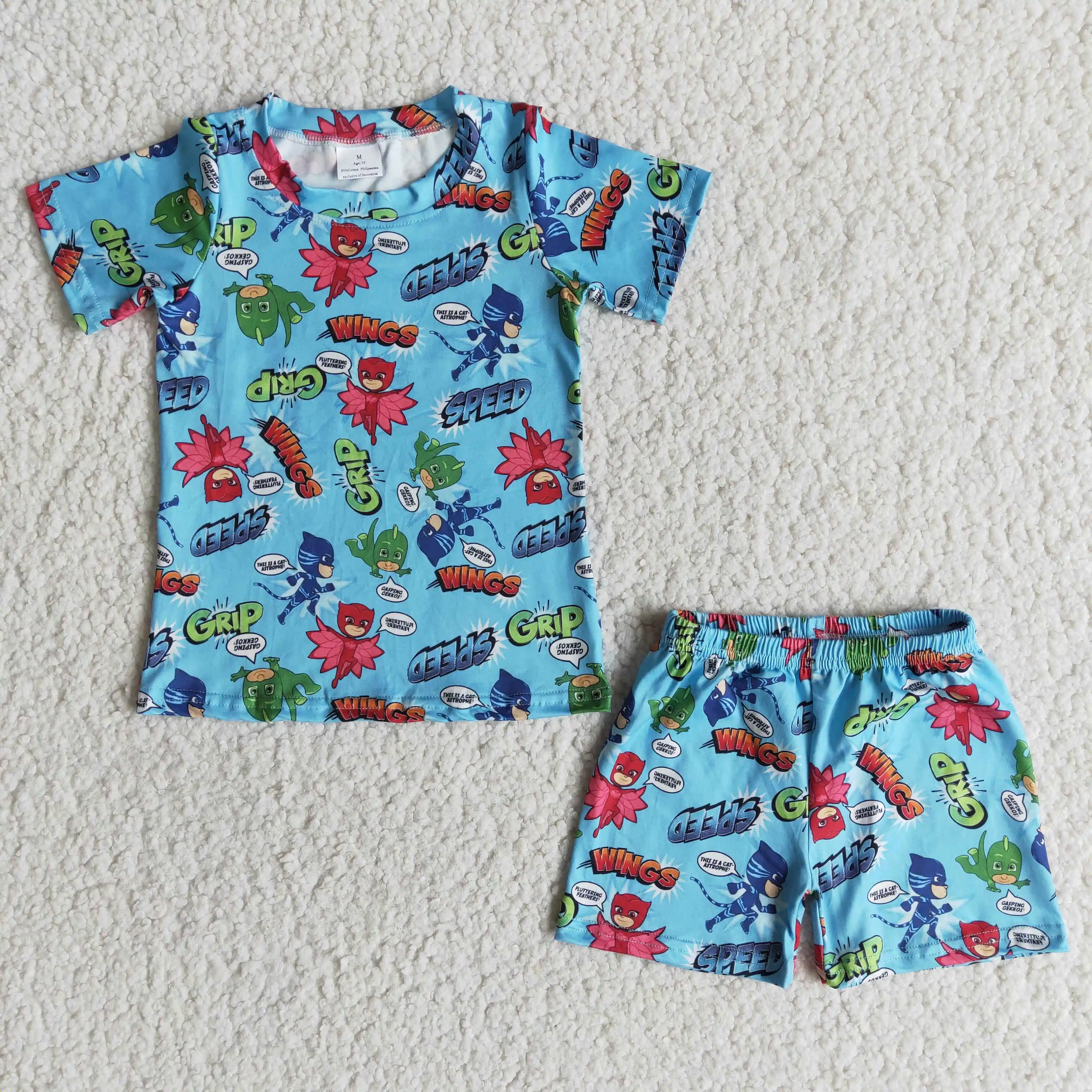 

Speed Grip Wings Blue Cartoon short sleeve Boys summer clothing
