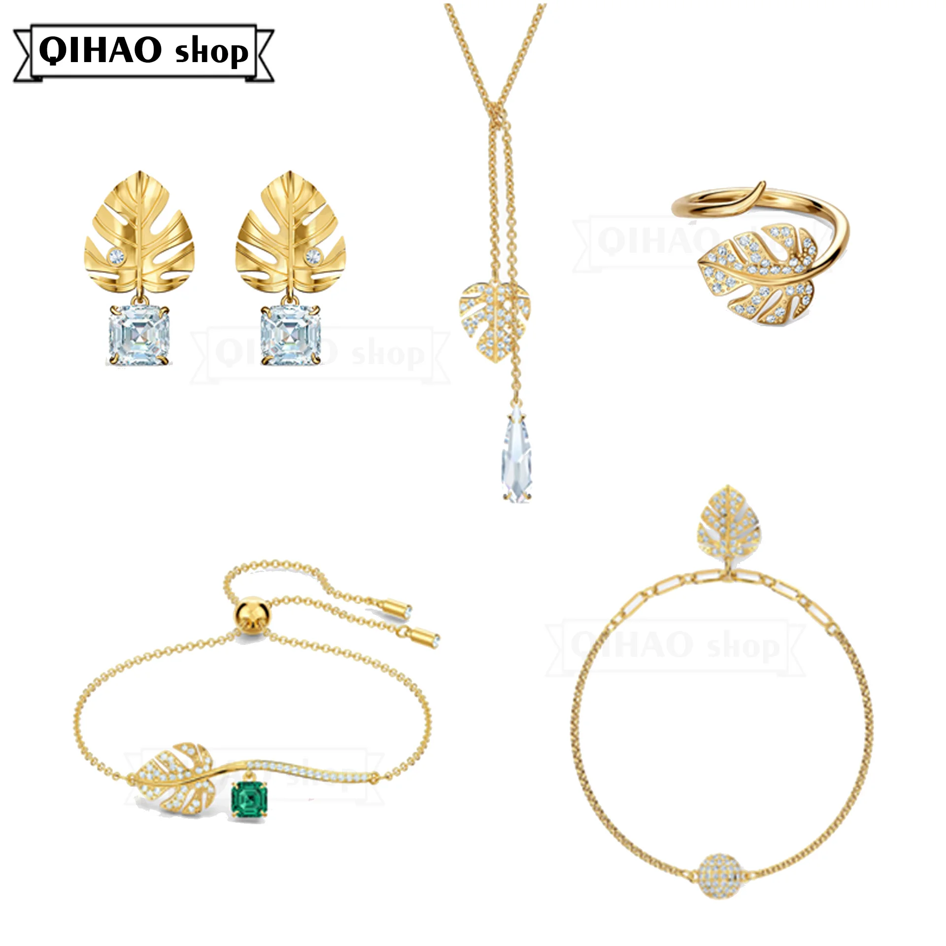 

2021 Fashion Jewelry SWA New Leaf Tropical Leaf Decorative Crystal Exquisite Women's Pendant Necklace High Quality Best Gift