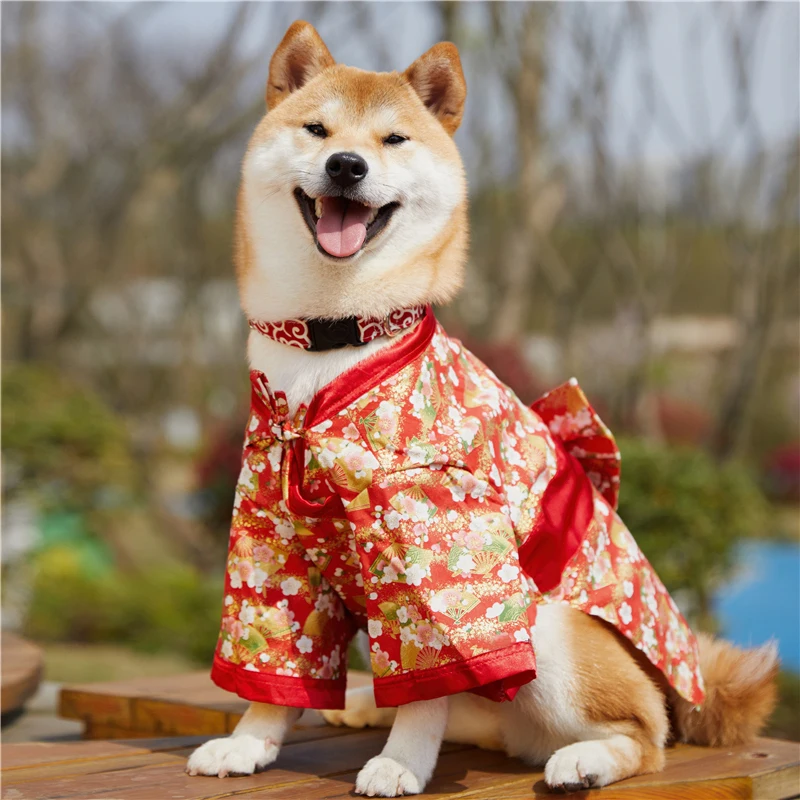

Pet Dog Cat Japanese Kimono with Cherry Blossom Pattern