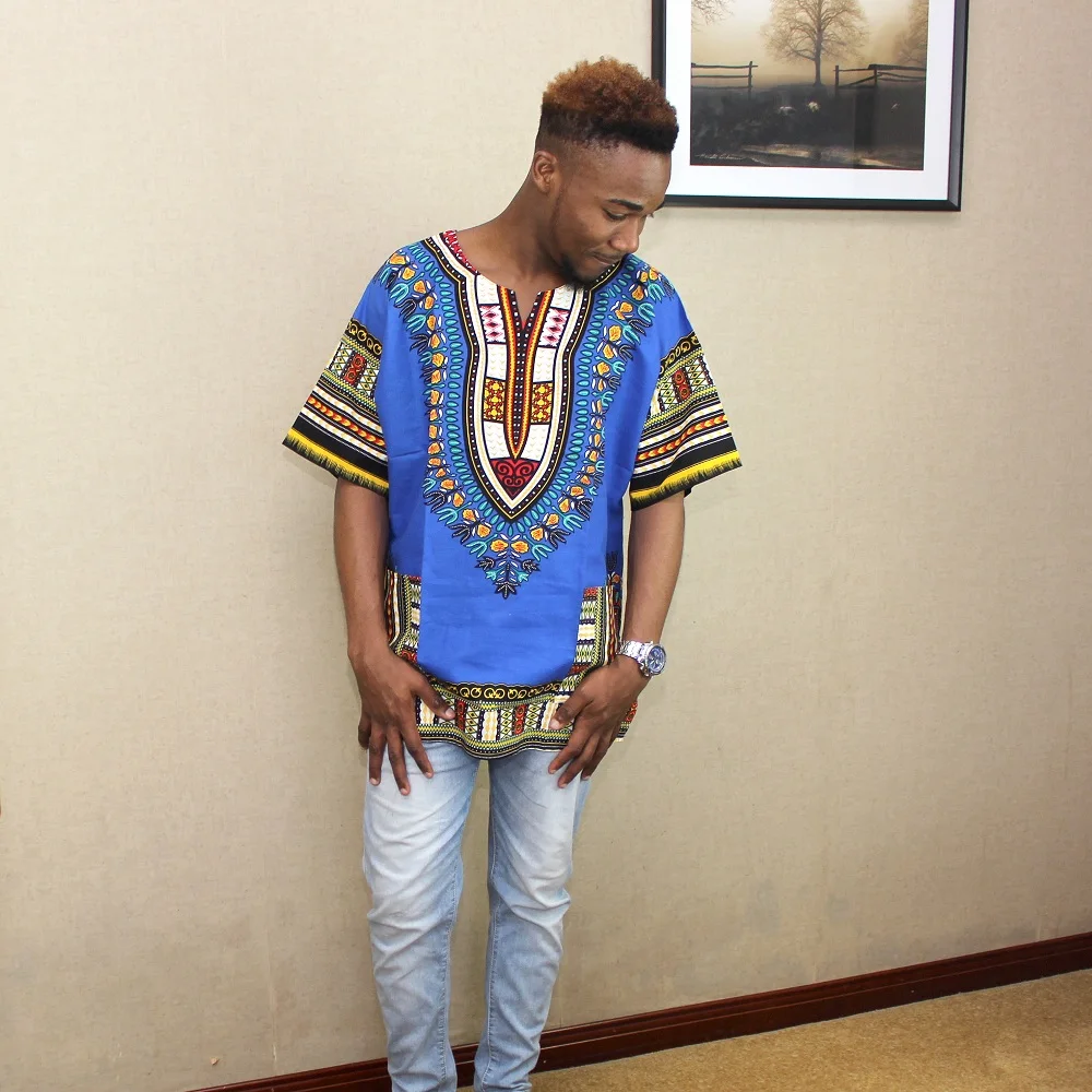 African Big Pockets Kwanzaa Dashiki Mens Classic Tops Free Size | Тематическая одежда и униформа