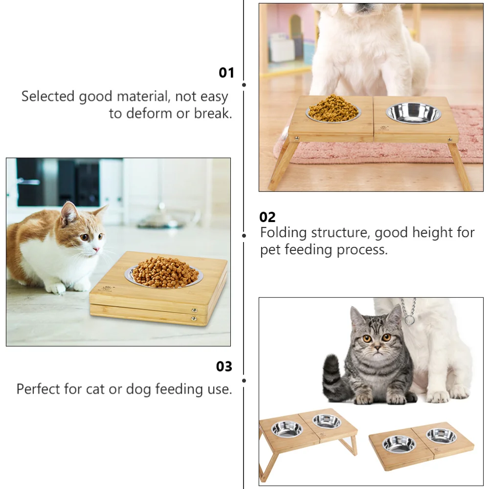 

1pc Cat Dog Feeding Bowl Dual-bowl Shelf Stainless Steel Cat Dog Food Bowl
