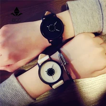 BGG – montre à quartz pour hommes et femmes, montre-bracelet en cuir, design de cadran unique, minimaliste, pour amoureux, tendance
