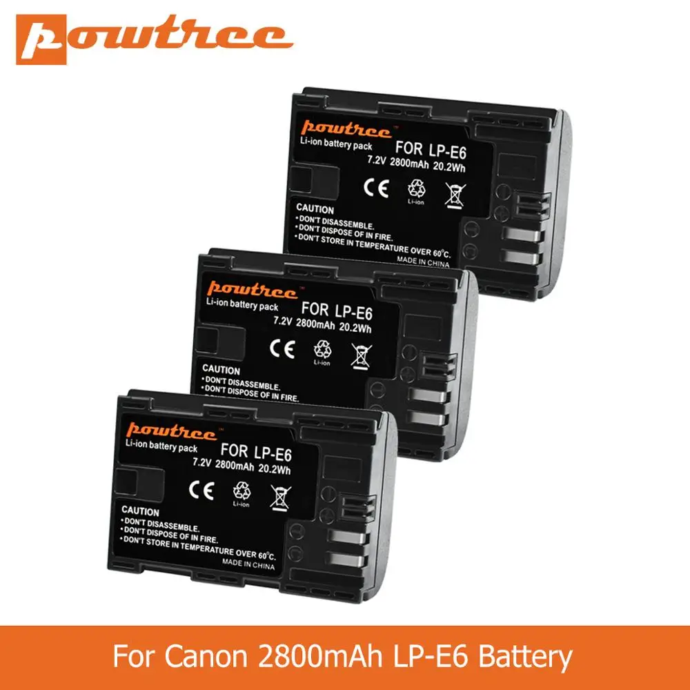 POWTREE 2800 мА/ч 7 2 V LP E6 LPE6 Камера Батарея для Canon 5D Mark II III 7D 60D EOS 80D 70D 6D canon Аксессуары