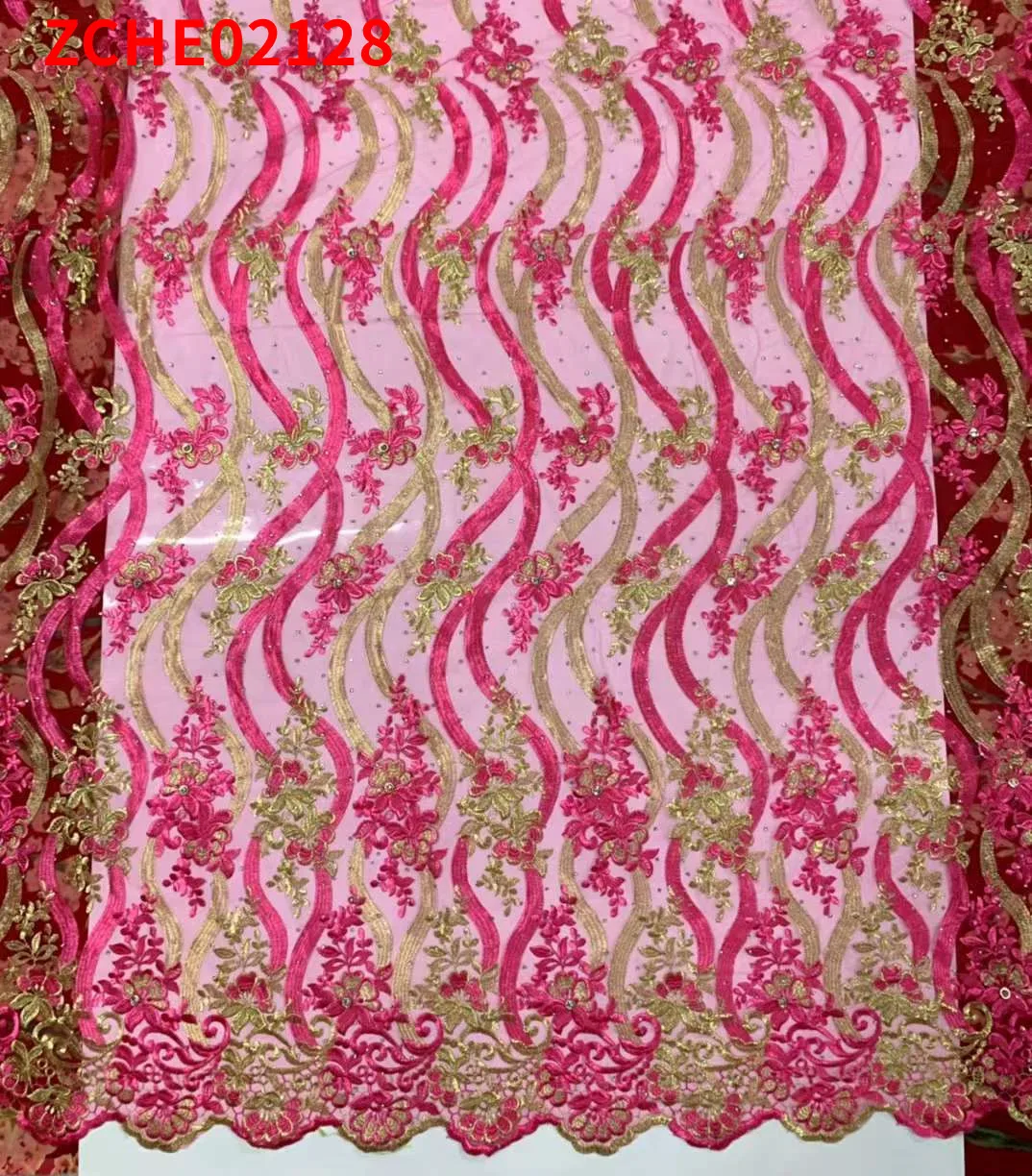 

Comfortable African ​Diamond beaded embroidery Cloth Nigerian ​French Tulle Net Lace Womon Wedding Fabric ZCHE02128