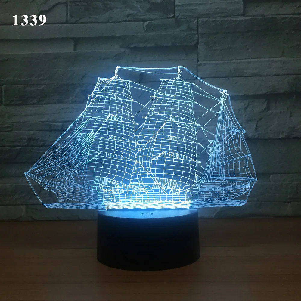 Парусная лодка-3D Оптическая иллюзия Новинка Настольная лампа красивый Ночной светильник в форме морской лодки - Испускаемый цвет: Model 5