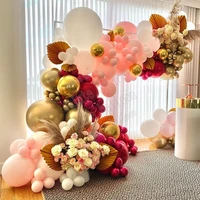 131pcs double maca pink balloons garland arch kit white golden balloon for birthday baby shower weddings party decoration