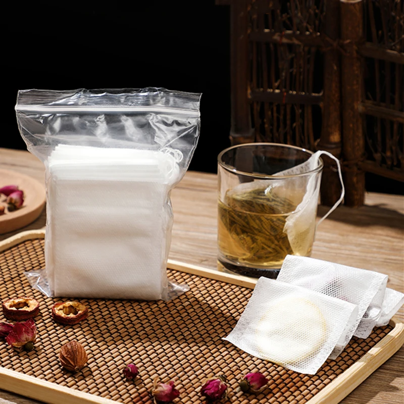 Bolsita de papel de filtro para t&eacute; y caf&eacute;, bolsa de tela no tejida de grado alimenticio, con cord&oacute;n, para hierbas sueltas, 1200 Uds.-5