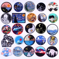adventure travel patches for clothing sticker van gogh embroidery patch stripe iron on patches on clothes mountain camping badge