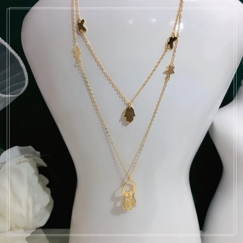

S925 pure silver dream catcher Necklace Versatile temperament Simplicity trend Free freight double-deck Japanese and Korean st