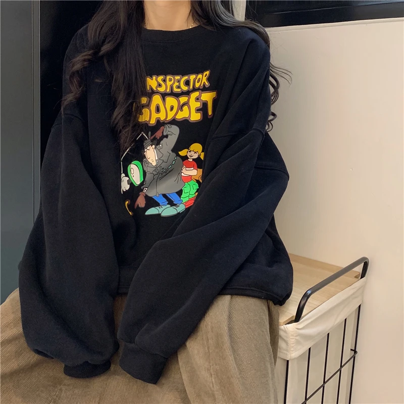 

XZ1862 women autumn design sense niche plus velvet Loose and casual Sweatshirts