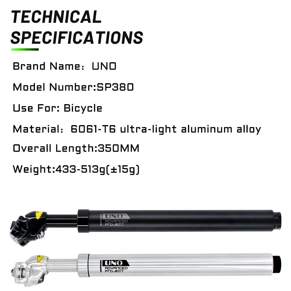 Штырь подседельного штыря Подвески UNO для горного велосипеда 350 мм 27 2/28