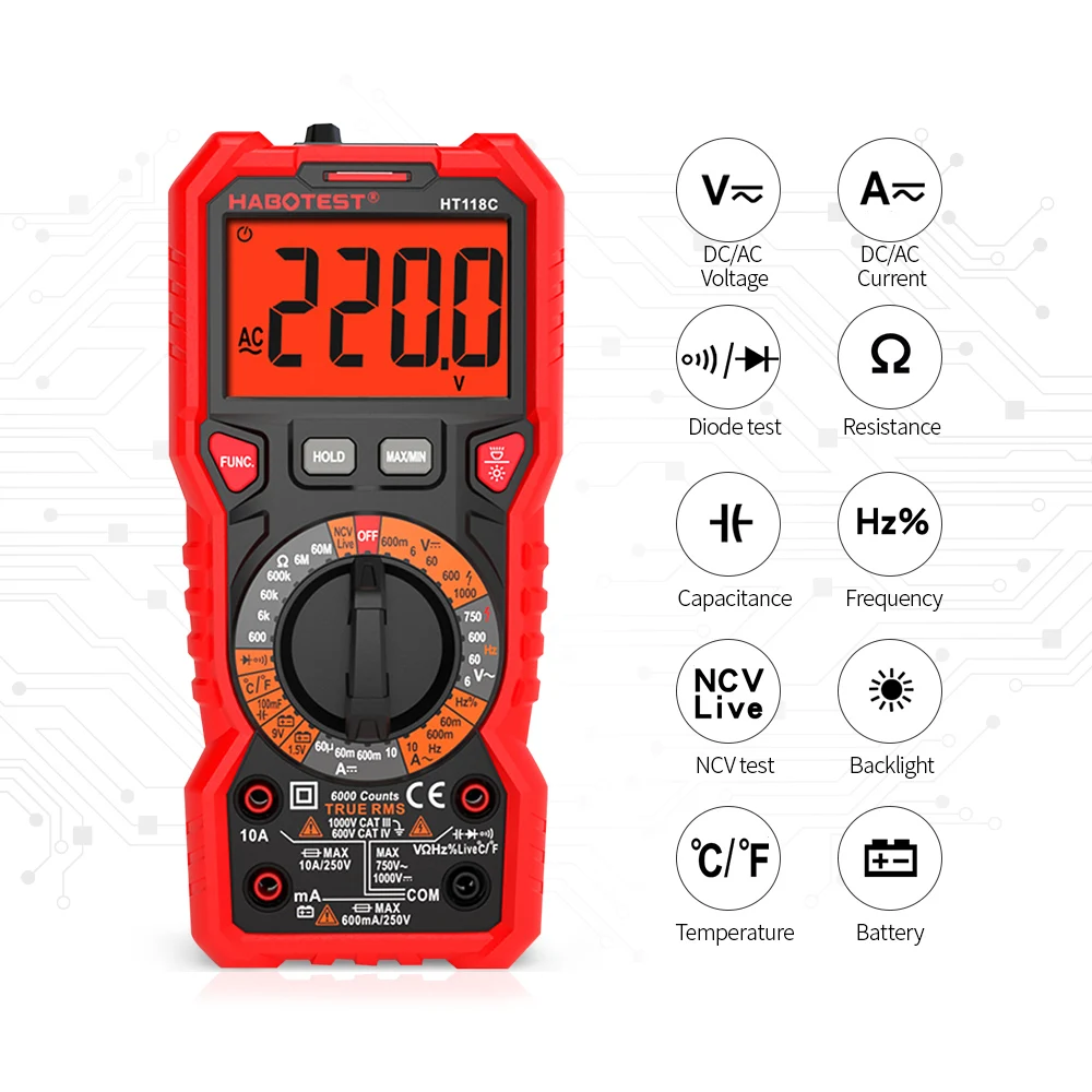 Цифровой мультиметр Habotest HT118C 6000 отсчетов|Мультиметры| |