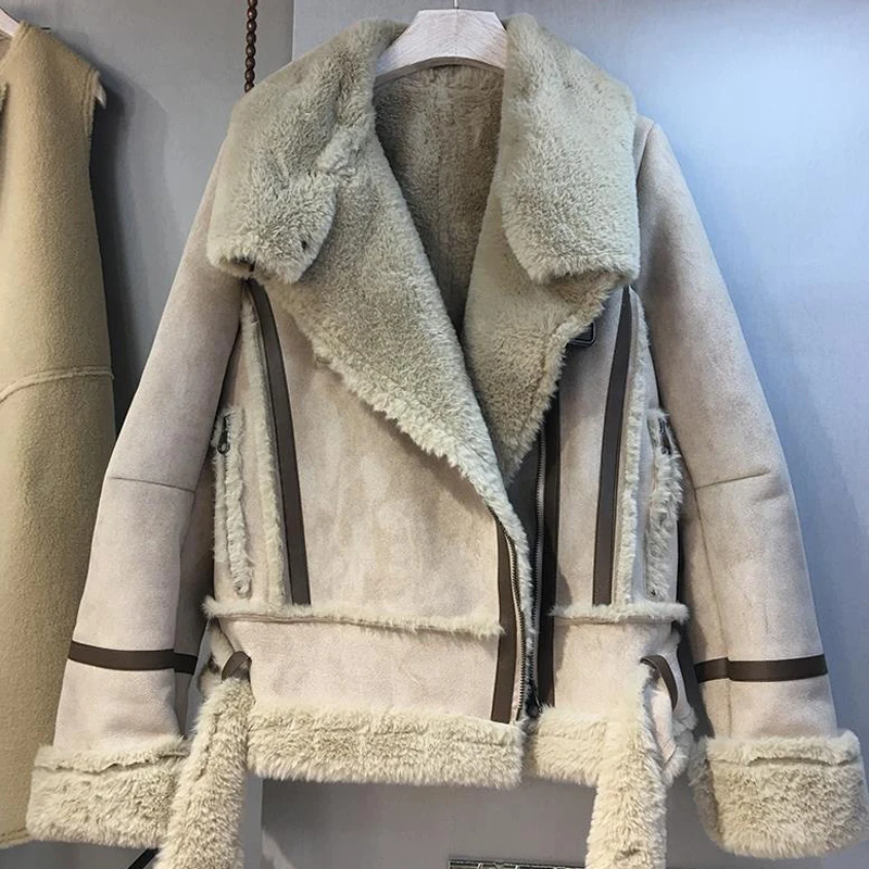 Женские автомобильные меховые пальто зимние толстые теплые куртки из овечьей