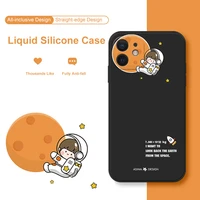 asina square liquid silicone case for iphone 11 12 13 pro max mini xs max xr x 6 7 8 plus se 2020 cartoon space capa for iphone