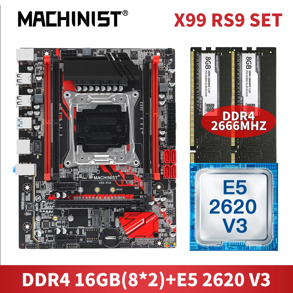 Bestellen MASCHINIST X99 Motherboard Combo LGA 2011-3 Buchse Kit Set Mit Xeon E5 2620 V3 CPU DDR4 16GB 2*8 Desktop Speicher M-ATX X99-RS9