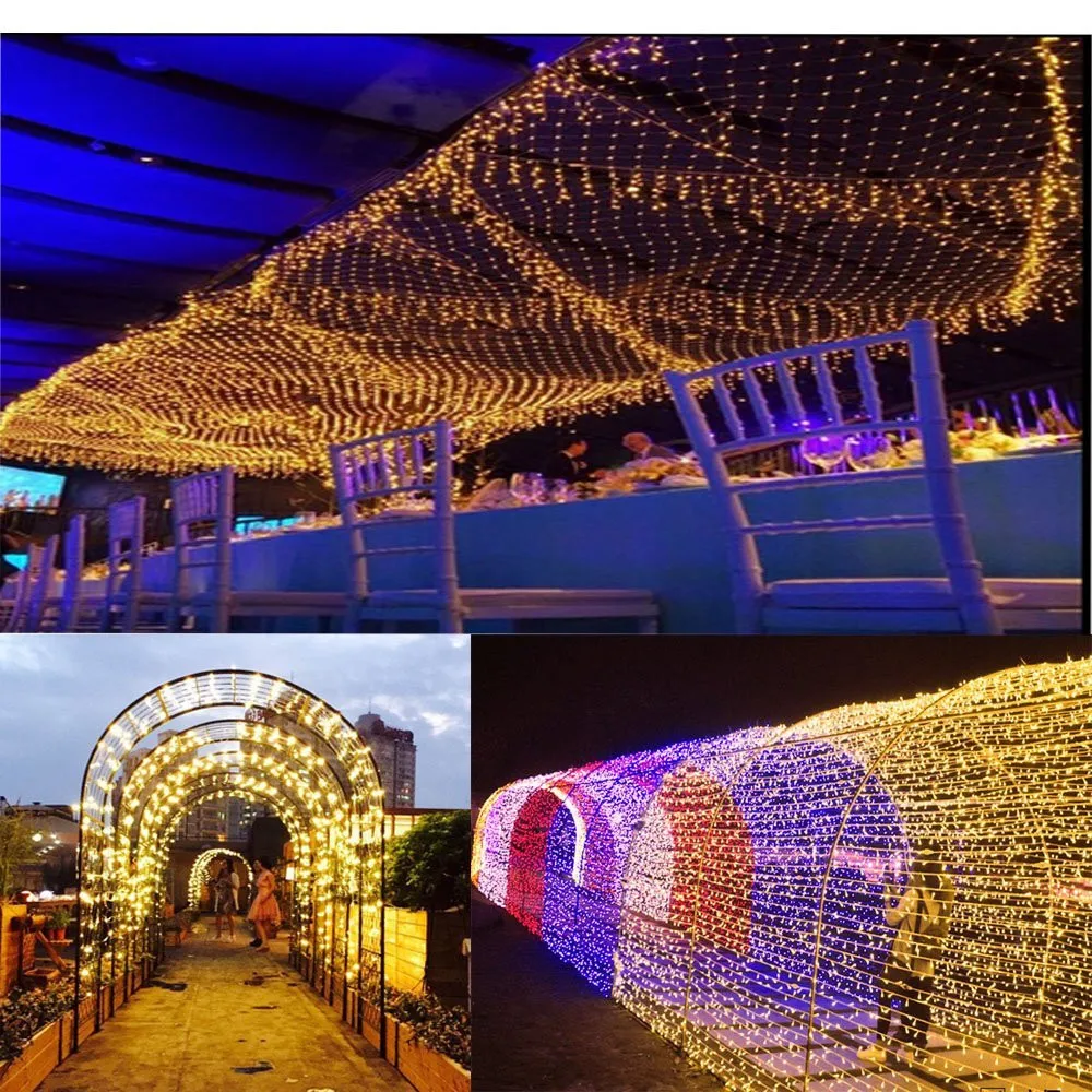 

1.5x1.5M 3x2M 6x4M LED Net Mesh String Lights Christmas Wedding Holiday Background Window Curtain Net Curtain Icicle Garland