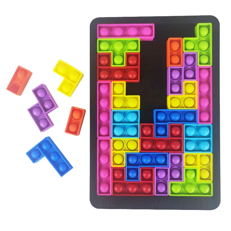 

New Pop Its Fidget Rodent Pioneer Silicone Tetris Building Blocks Jigsaw Puzzles Board Games Educational Decompression Toy Gifts