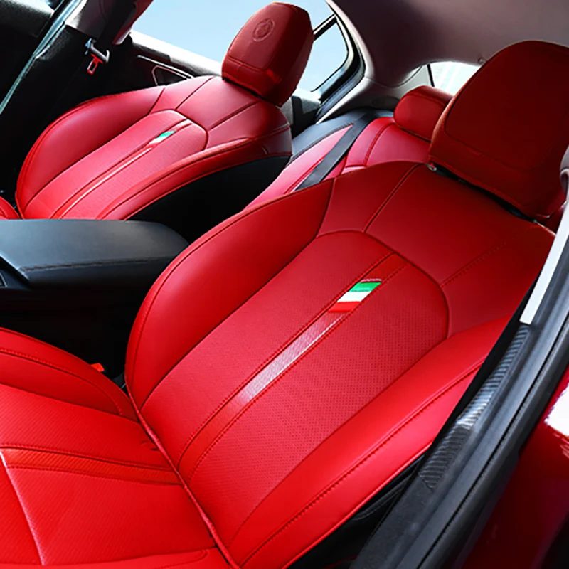 

For Alfa Romeo Giulia Leather Car Seat Cushion Protective Cover Decorative Protective Pad Interior Accessories