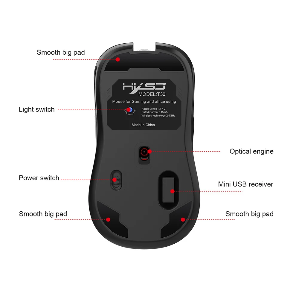 VicTsing 2,4G USB перезаряжаемая игровая мышь 3600 dpi 4 уровня регулировки dpi 8 кнопок беспроводная мышь с RGB светильник для PC Gamer